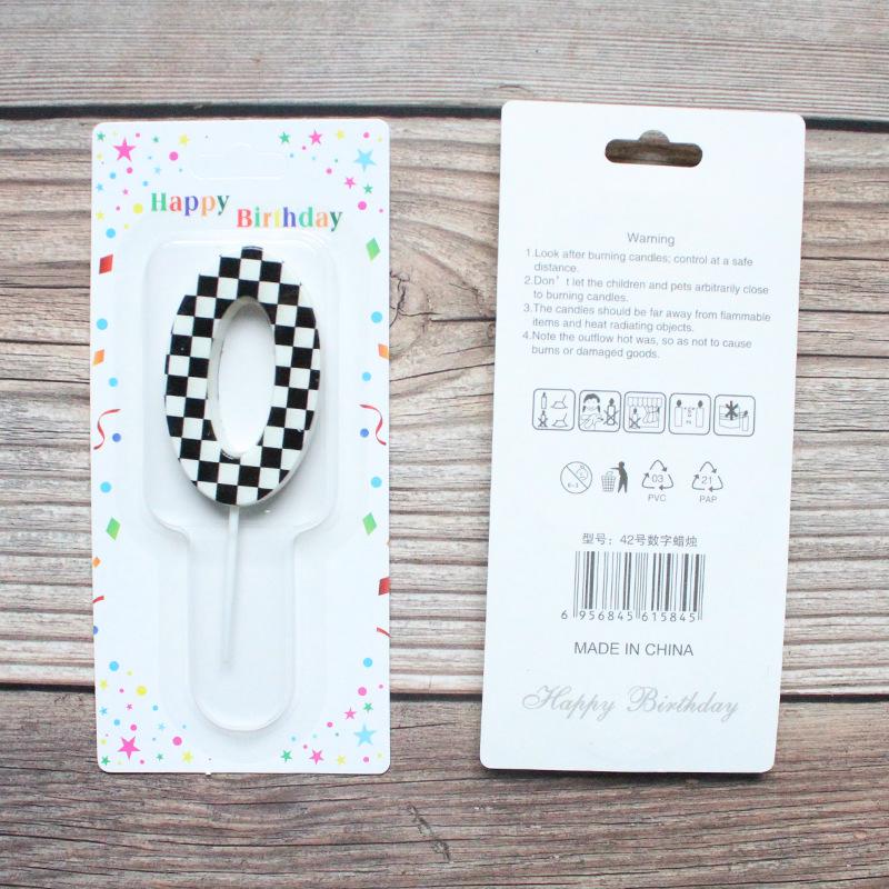 Checkerboard Number 0-9 Candle Birthday Party Decoration Black and White Grid Suction Card Number Candle