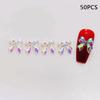50Pcs/Bag 3D Bowknot Nail Art Decoration Colorful Aurora Super Fairy Bow Nail Art Charms Girl Diy  Manicure Accessories
