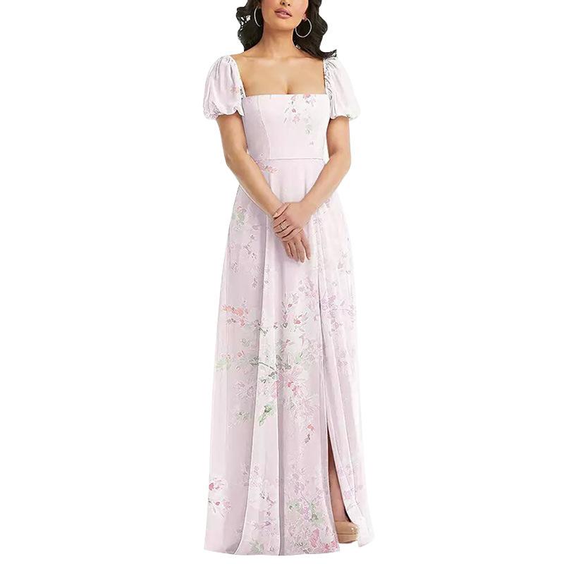 2025 European and American new dresses, high-end, backless skirts, women's dresses, light luxury French elegant long skirts