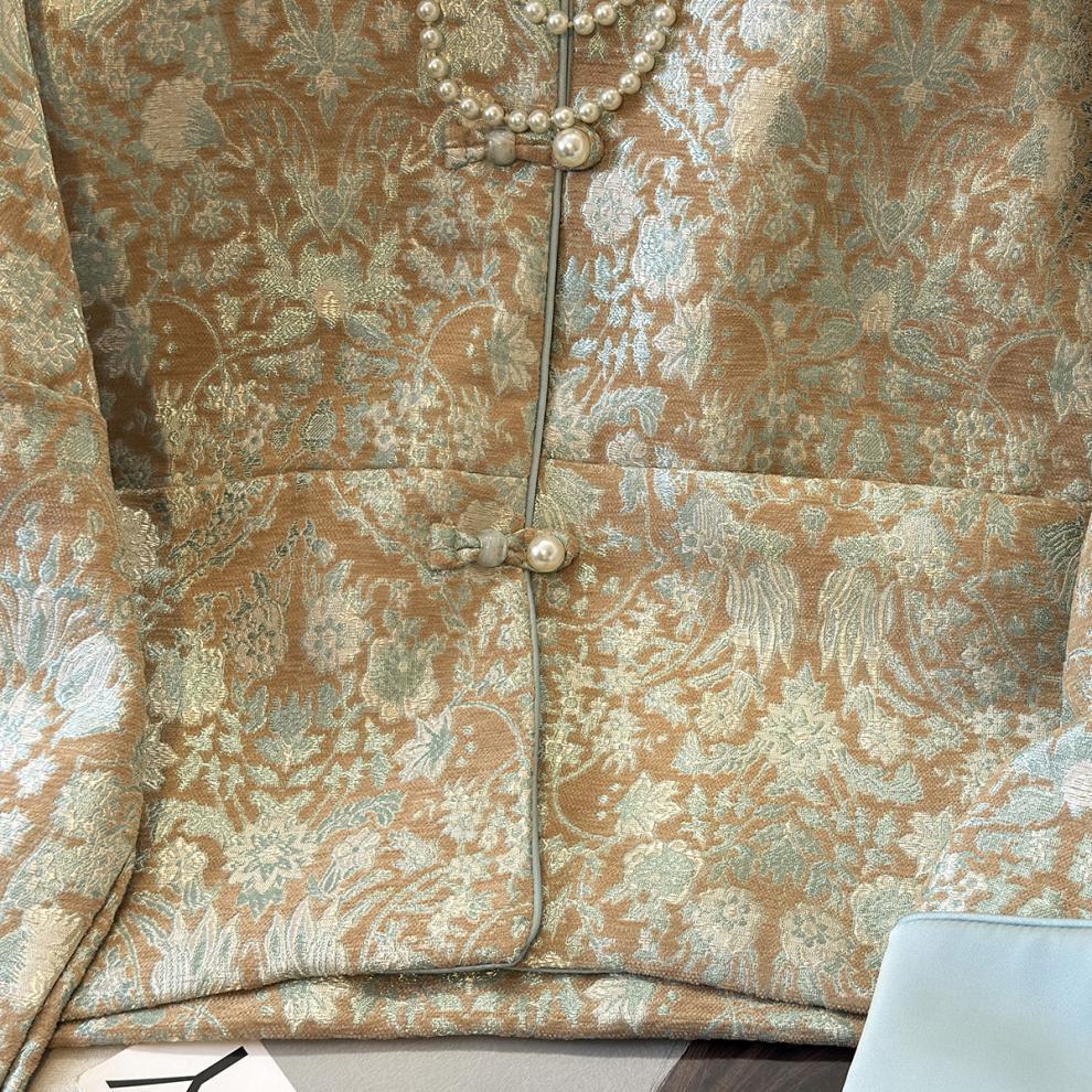 Women's Jacquard Frog Button Retro Jacket - Plus Size, Anti-aging, New Chinese Style