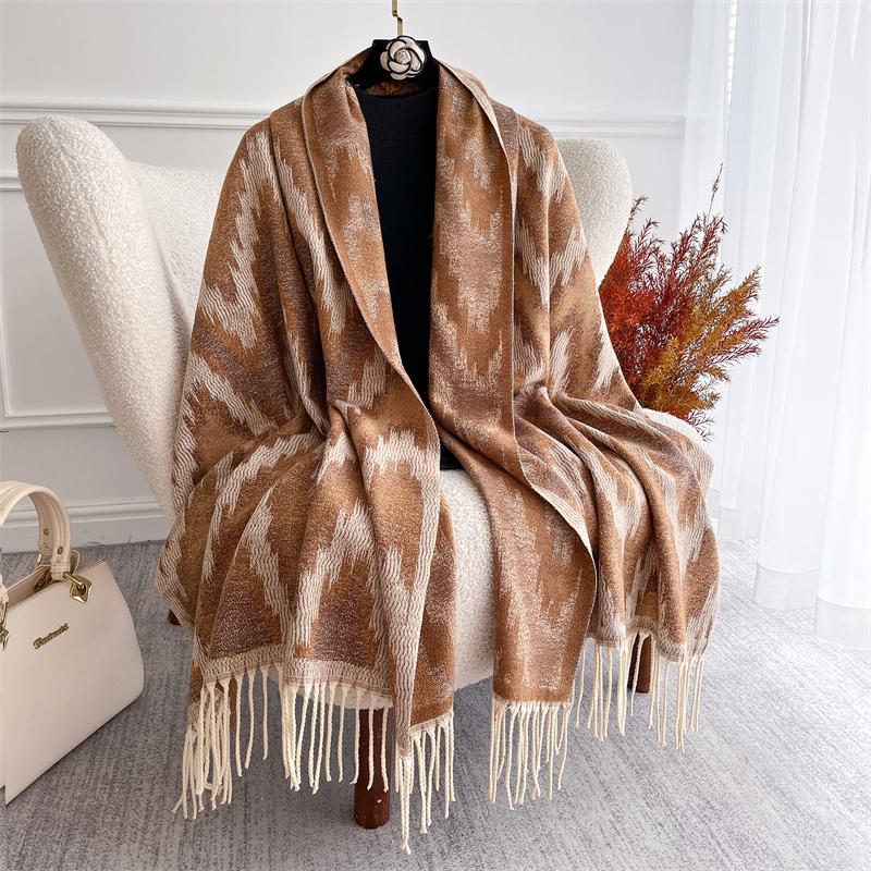 Warm Winter Scarf for Women Luxury Pashmina Emboridery Shawl Thick Cashmere Poncho Cape Lady Elegant Bufanda Hijab Winter Stole