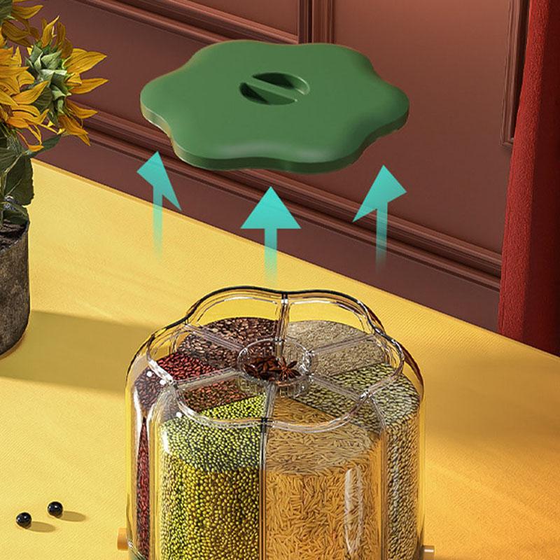Grains Separate Storage Box Rotating Rice Bucket Food Grade Household Bean Storage Tank Large 6.5kg Green