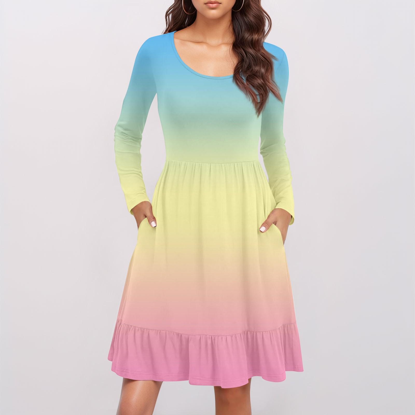 

Женское повседневное платье с круглым вырезом и длинными рукавами, с принтом, со свободной талией, плиссированное платье XXL жёлтый