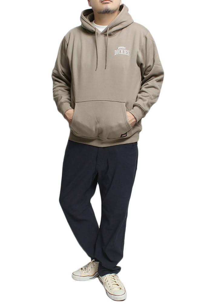 Genuine Dickies Men's Fleece-Lined Pullover Sweatshirt with Back Print, Size 2L, Greige (75)