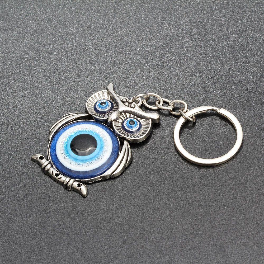 Hanger Crystals Evil Eye Owl Tassel Blue Car Accessories Car Keychain Fashion Jewelry Car Pendant