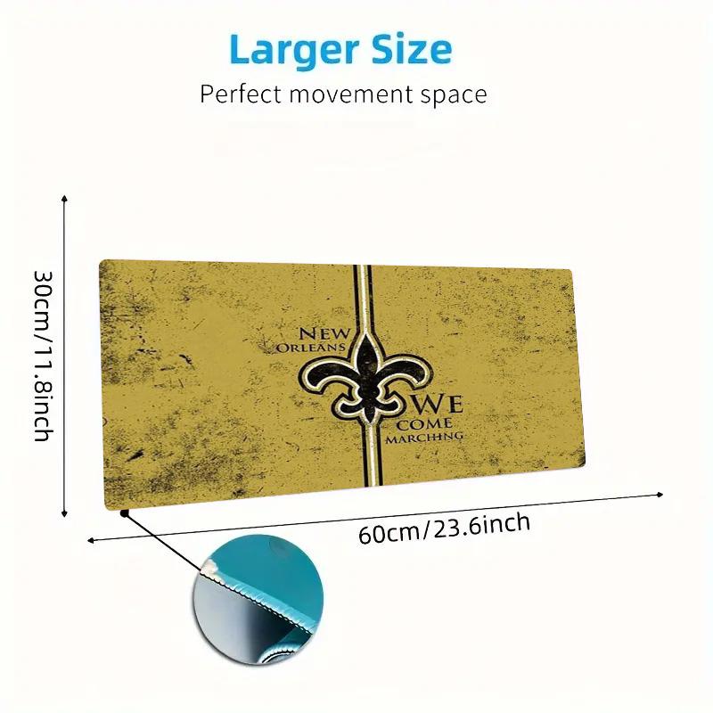 New Orleans Saints Farb-Mauspad Großes Gaming-Tischkissen Rutschfestes Laptop-Tablet Großes Mauspads XXL Matte Mini-PC Spielmatte Mit Verriegeltem Rand