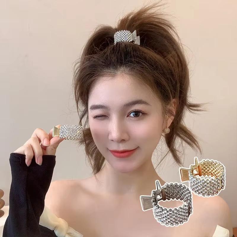 Exquisite Rhinestone Hair Clip Women Ponytail Holder Metal Shark Hair Claws for Thick Long Hair Girls Headwear