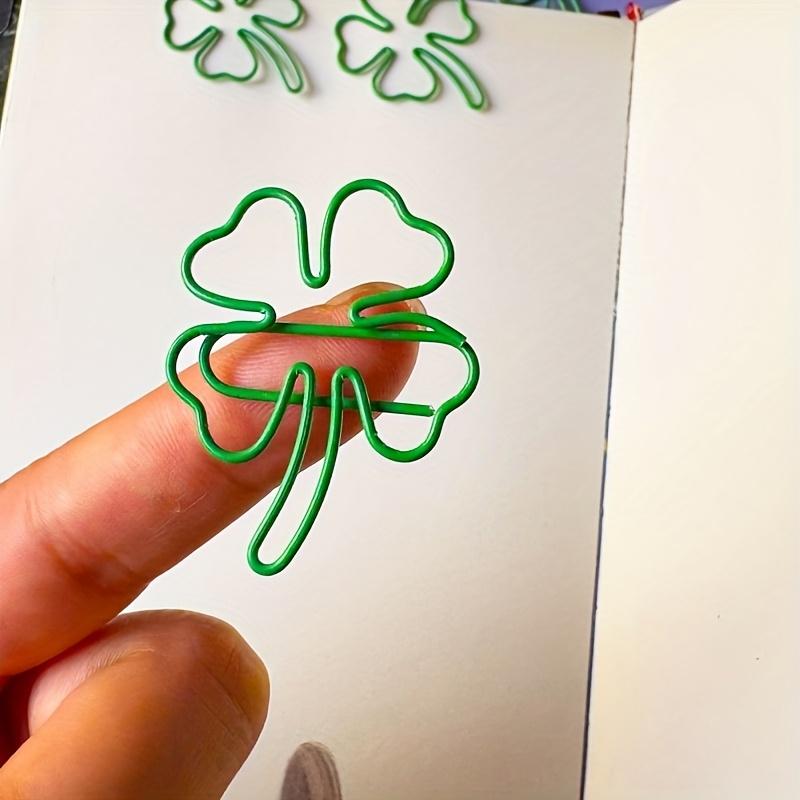 25pcs Cute INS Green Four-leaf Clover Paperclips Lovely Scrapbook Decor Binder Clip Office Document Bill Binding School Supplies