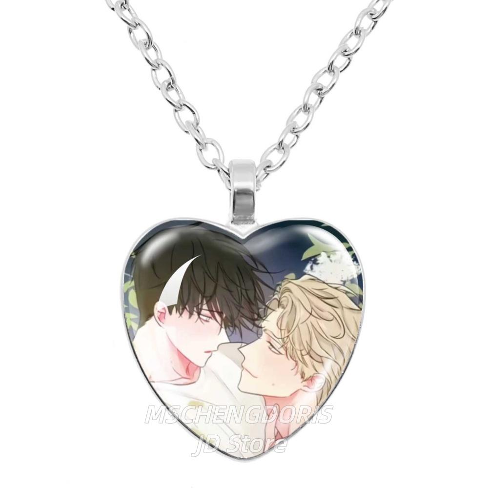 Low Tide In Twilight Anime Necklace Taeju YEO Euihyun KIM Glass Cabochon Heart Shaped Pendant Necklace Charm Jewelry Gift