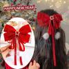 Children's Red Bow Hanfu Hairpin with Tassels for New Year Celebrations