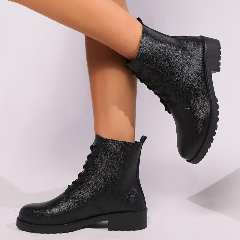 Damesko 2024 Hot Sale Snøring foran Dameboots Mote Rund tå Moderne Boots Dame Nye Plus Size Ankelboots Zapatos