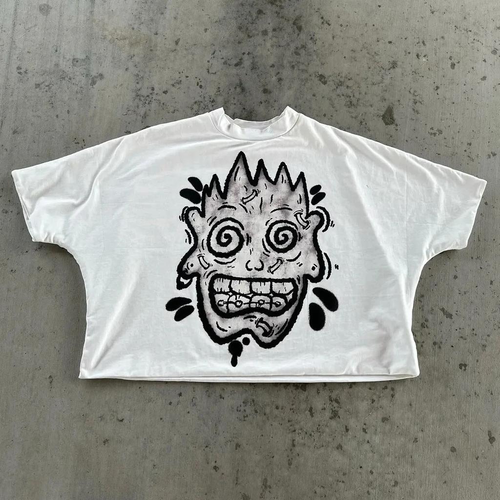 Hot Y2K Vintage Retro Classic Graphic Printed Loose Short Sleeve Harajuku Gothic Casual Oversized Cotton T-Shirt Men Women Streetwear Summer New Tee