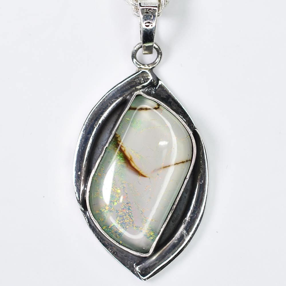 Natural Opal Pendant Monarch 53 ct Fancy 925 Sterling Silver October Birthstone for Gem Collections