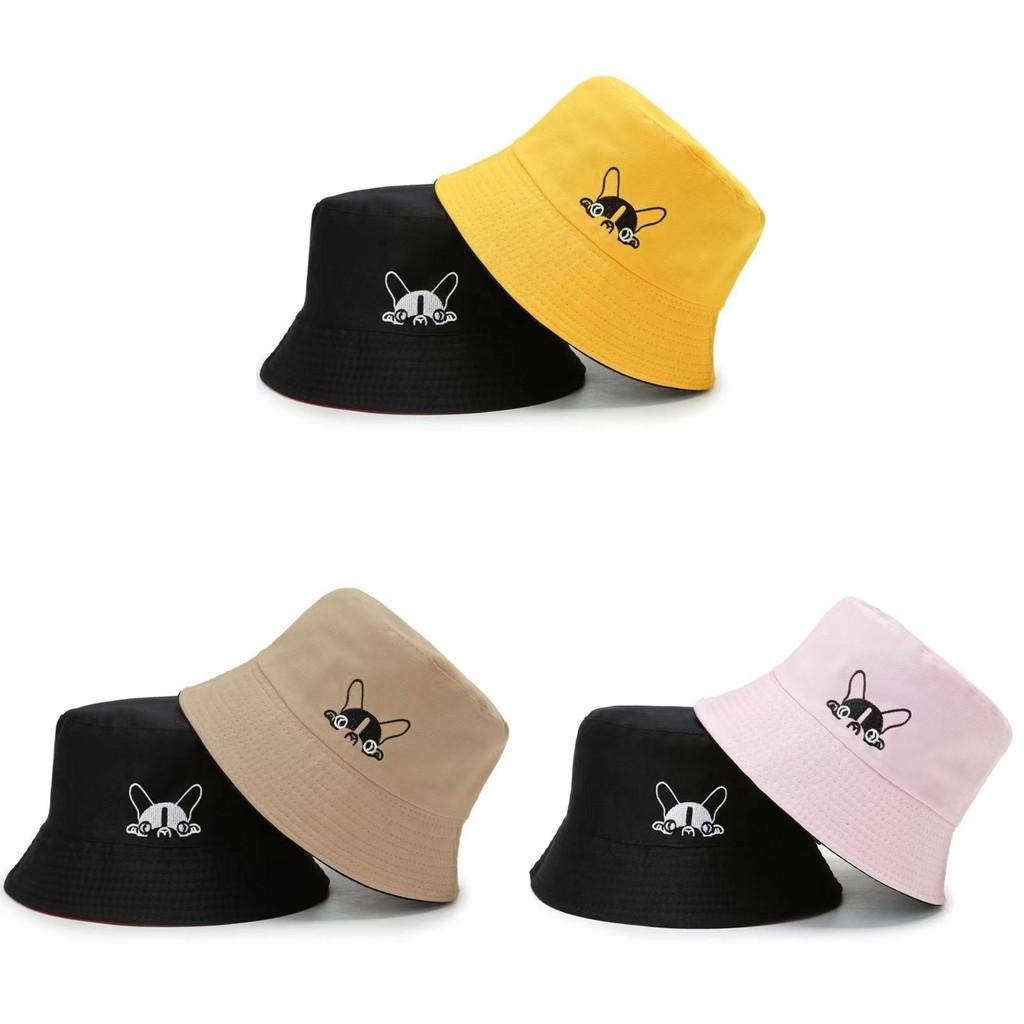 Double Faced Dog Print Fisherman Hat Lightweight Sun Protection Cap Gift Cute