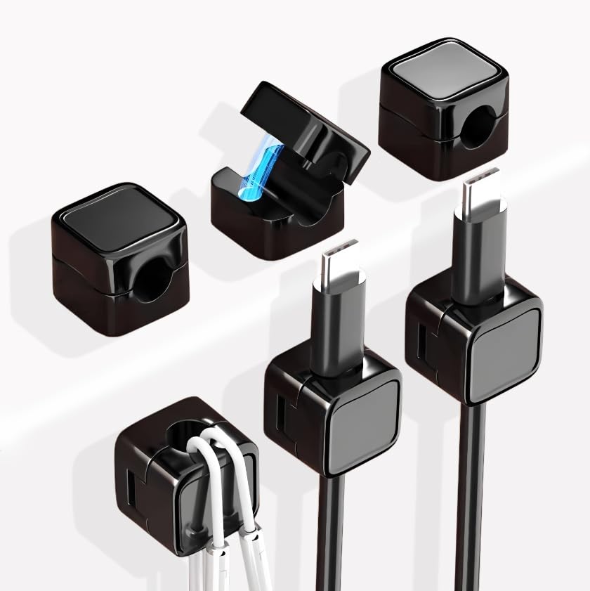 

ALLVD Cable Holder [6-Pack] Suction Cable Clips, Easy One-Hand Operation, Strong Adhesion, Desktop Cable Holder, Secures Cables, Organizes Cables