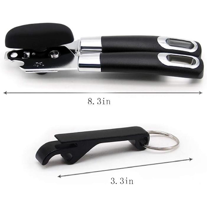 Can Opener Manual with Pliers Grip Professional Gear Drive Heavy-duty with Non-slip Handle ,Easy to Turn Knob (Black)