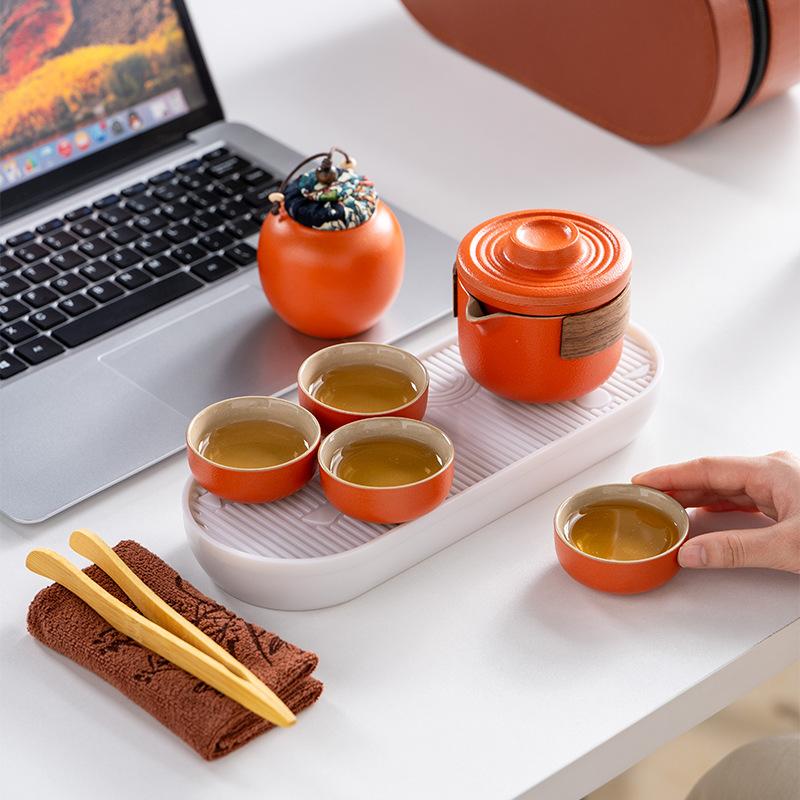 Lu Baoyanhe One Pot Two Cups Ceramic Travel Tea Set Tea Pot Company Business Activities Bank Hotel Souvenir