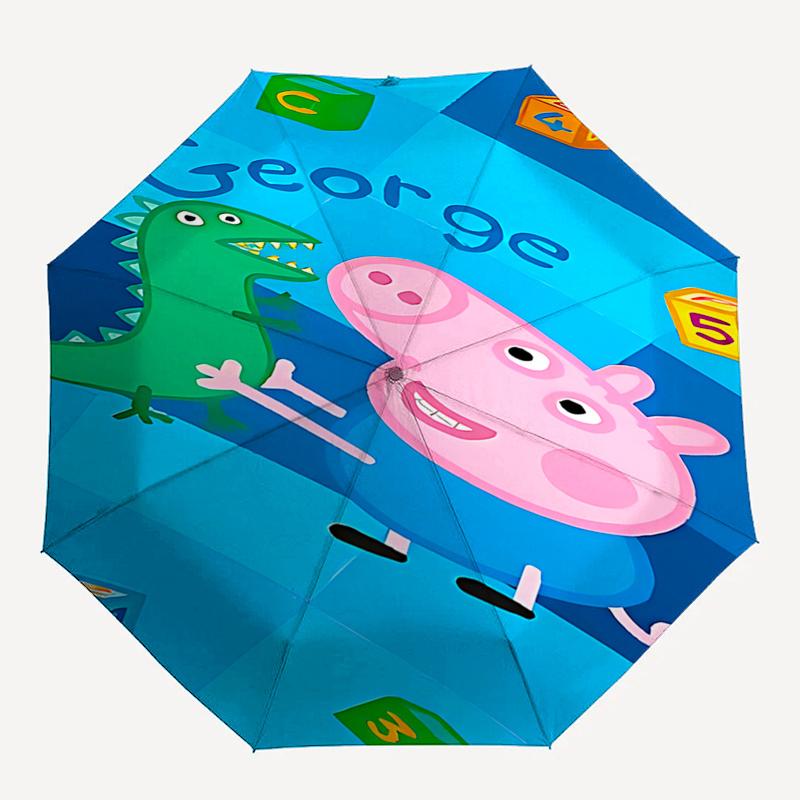George's Dinosaur Adventure: Peppa Pig's Automatic Folding Umbrella - 8-Bone Iron Frame, Portable Design for Outdoor Fun and Festive Gifts01