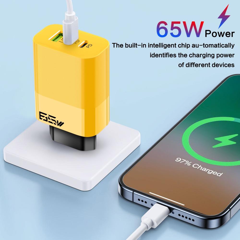 65W 3 Anschlüsse USB C PD Ladegerät Quick Charge 3.0 QC 3.0 Schnellladung Typ C Handy-Adapter für iPhone Samsung Xiaomi Reise