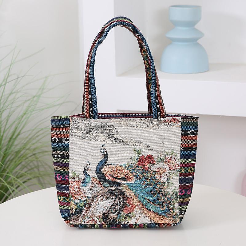 Geantă Elefant Bufniță Iepure Geantă din Pânză Jacquard Brodată Față-Verso Durabilă și Rezistentă Lucru Manual Geantă de Mână pentru Femei