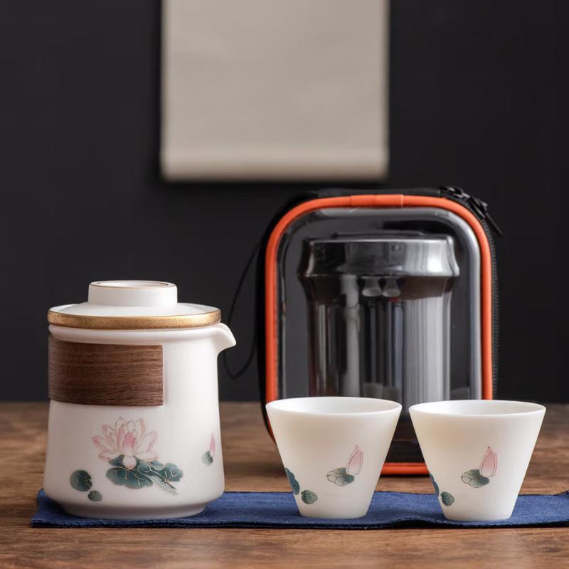 Yunyan Suet Jade Porcelain Portable Quick Brew Tea Set