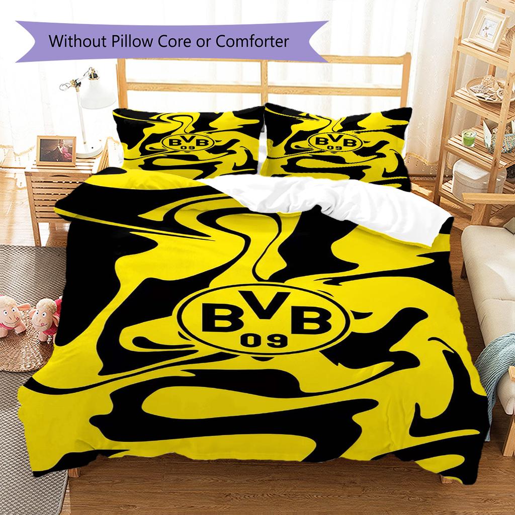 Bvb Fc Pattern Bedding Set Quilt Cover Pillowcase Home Decor Gift (1 * Duvet Cover + 2 * Pillowcase, Without Core)