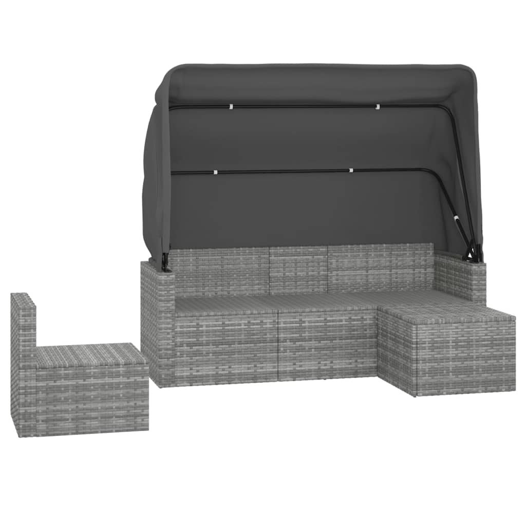 Vidaxl 4-Cz. Garten-Sitzgruppe, Kissen, Grau, Rattan PE