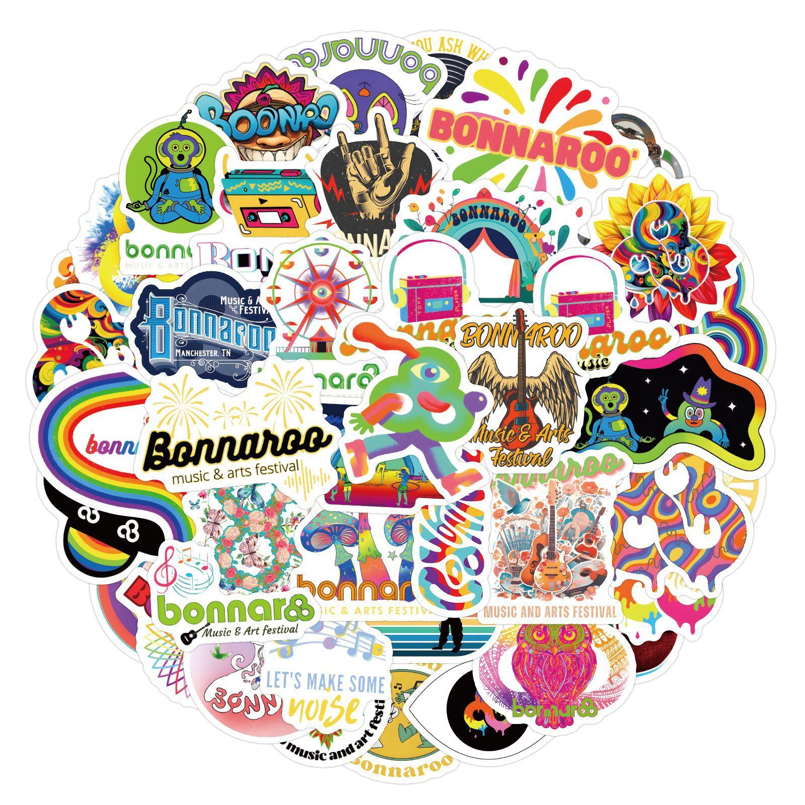 

60 New Bonnaroo Graffiti Stickers Decorate Notebook Suitcase Personality Stickers