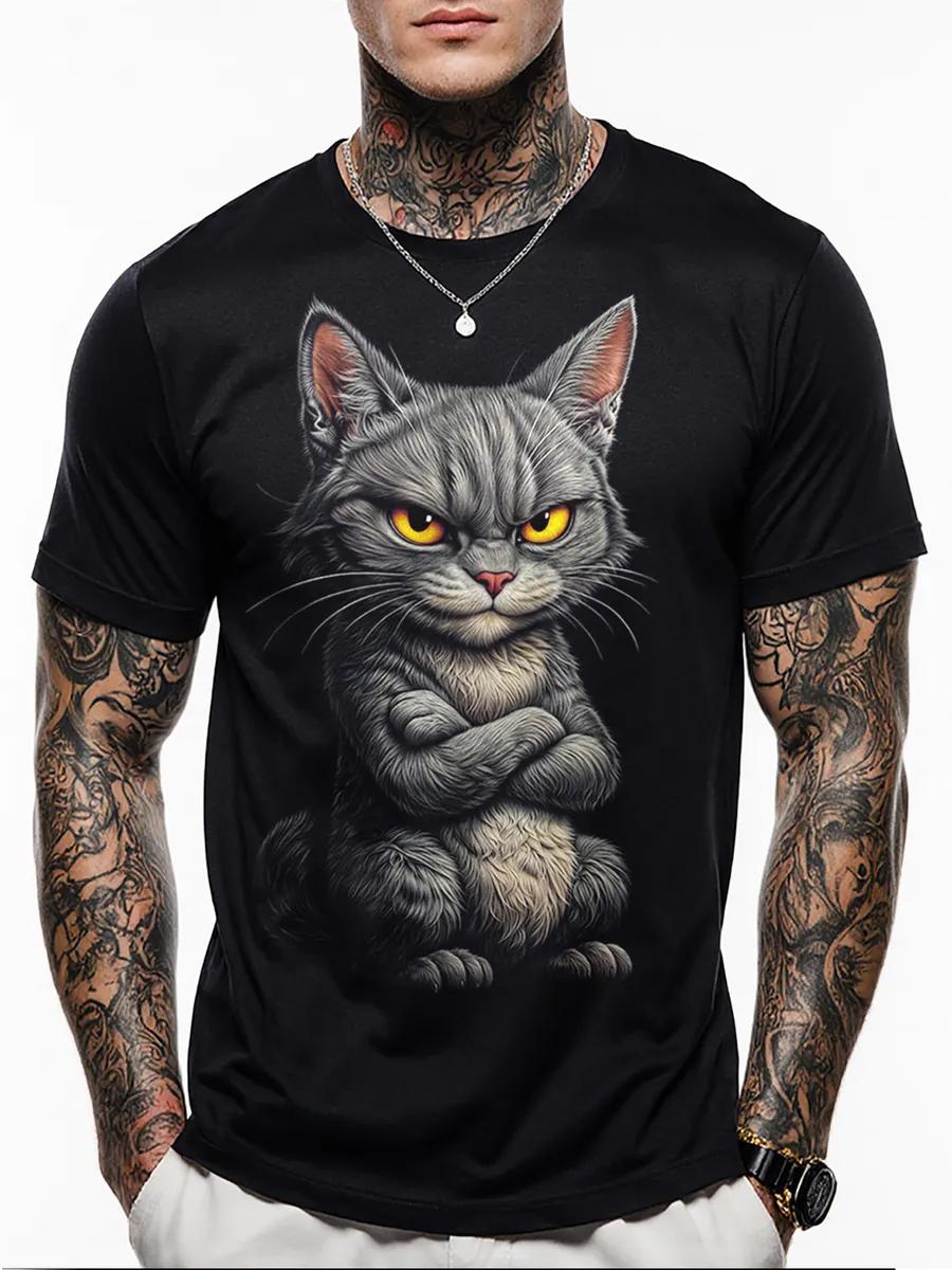 Glow in the dark t-shirt with Cat print 3XL