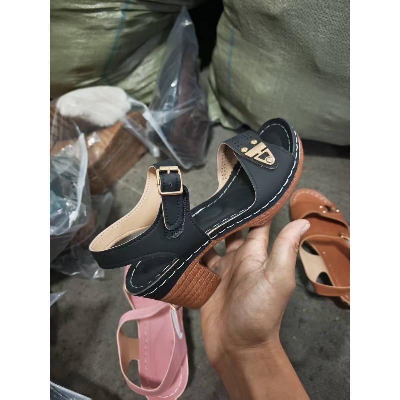 Women's Wide Width Chunky Heel Sandals, Outdoor Summer Slides, European Comfort Wholesale Sandals for Women