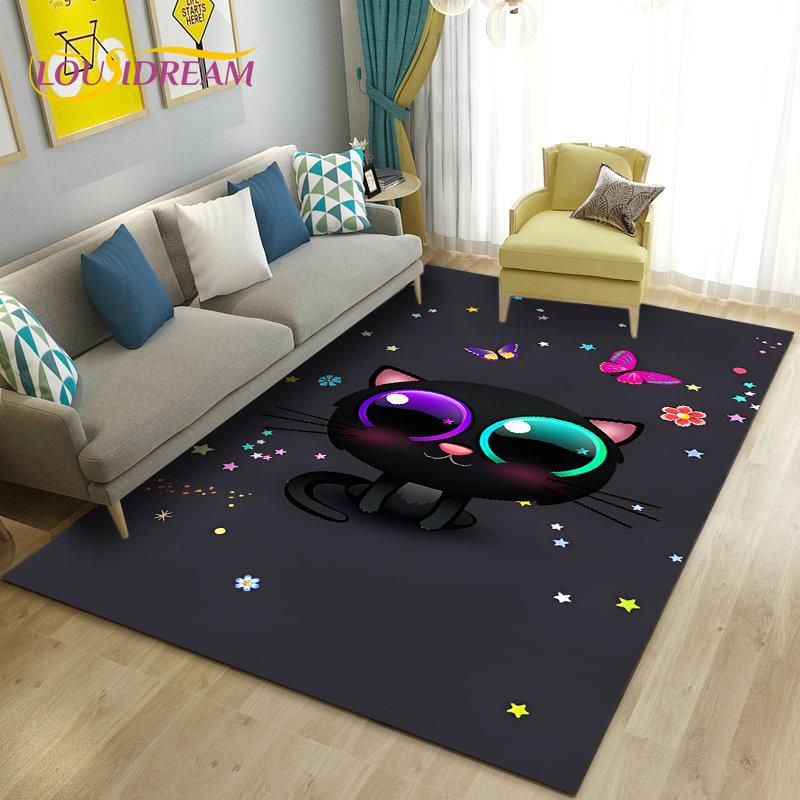 3D Cartoon Cute Cat Area Rug,Carpet Rug for Living Room Bedroom Sofa Doormat Kitchen Decoration,Kid Play Game Non-slip Floor Mat