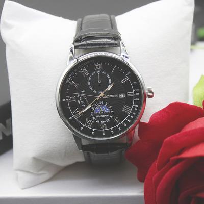 5pcs Set High-end Men's Watch Leather Belt Retro Fashion Round Dial Bracelets Include Box for Get-together Party