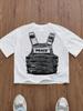 Men's Fashion Printed Knitted Short Sleeve T-Shirt Versatile Casual Suitable for Outdoor Activities Couple Cotton Top