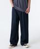 Linen-Like Extra Wide Denim Pants [Dark Blue]