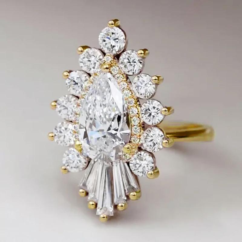 

925 Sterling Silver Bright Rings for Women Sparkling Pear Cubic Zirconia Female Trendy Graceful Wedding Bridal Jewelry 6