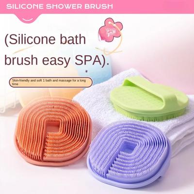 Soft Silicone Body Scrubber Shampoo Brush Handheld Shower Cleansing Brushes Exfoliating Bath Brush Head Massager Bathing Tools
