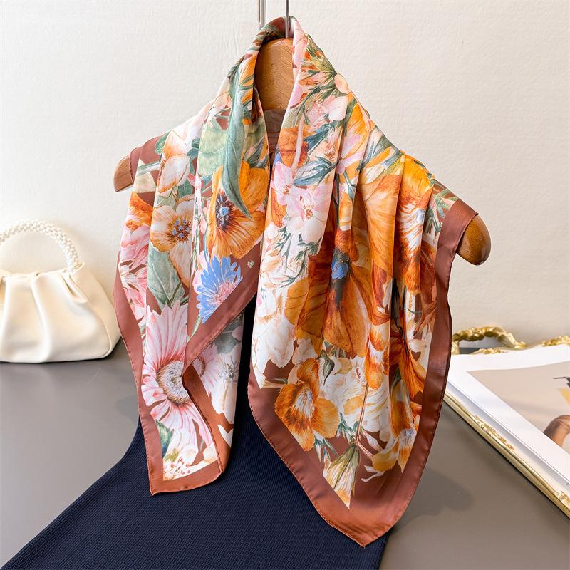 Luxury Fashion Designer 70cm Square Scarves Women's Silk Scarf Spring and Summer Foulard Shawl Bandana Small Hairbands
