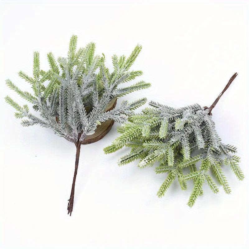 12 Pcs/2 Bundles Artificial Plants Fake Pine Vases Christmas Decorations for Home Wedding DIY Gifts Box Wreath Scrapbooking Plastic Flowers