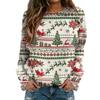 Women's Casual Neck Long Sleeve Raglan Christmas Print Pullover Sweatshirt