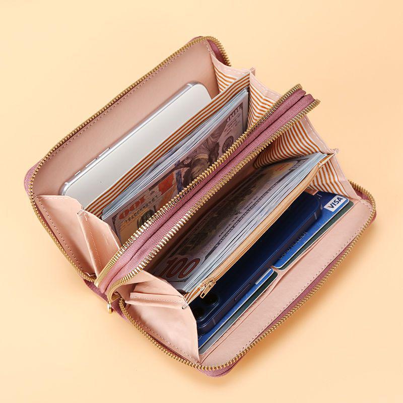 Women's Double Zipper Long Wallet & Clutch – Large Capacity Coin Purse, Multi-Purpose Phone Bag, & Card Holder