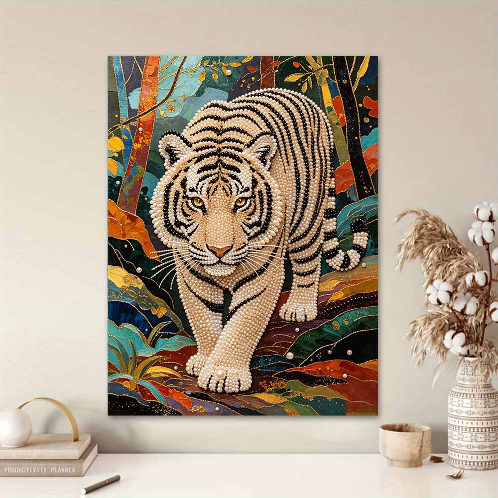 Tiger Pearl Kit DIY 5D Rhinestone Art Craft for Adults Home Party Decoration Handmade Gift