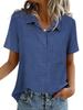 Chemise Boutonnée Manches Courtes Couleur Unie pour Femme - Haut Business Casual/Formel pour le Travail, Collection Printemps/Été 2026