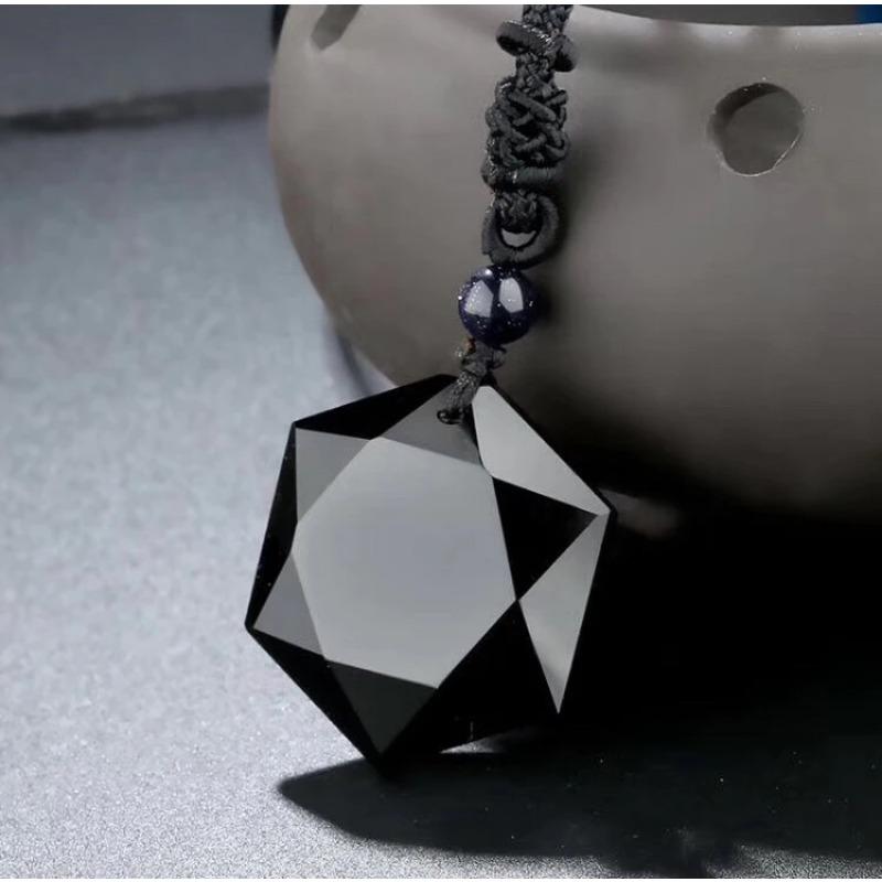 Mote Svart Obsidian Anheng Halskjede Obsidian Stjerne Anheng Lykkebringende Kjærlighet Krystallsmykker Med Gratis Tau Dropshipping