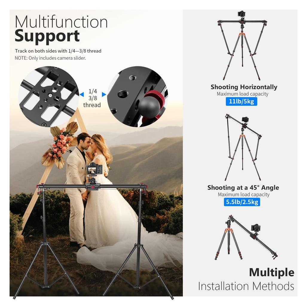 NEEWER Motorized Camera Slider with App Wireless Carbon Fiber Dolly Rail Camera Slider with Video Time and Panoramic Photography 31.5"/80cm Control,