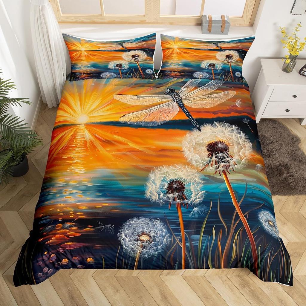Comforter Dandelion Wild Daisy Botanical Bedding Set Cute Butterfly Comforter For Boys Girls Farmhouse