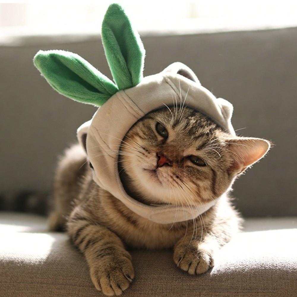 Pet Supplies Funny Pet Garlic Hat Ear-Exposed Decorative Pet Headwear Cosplay Style Cat Dog Hat Party / Halloween Decoration