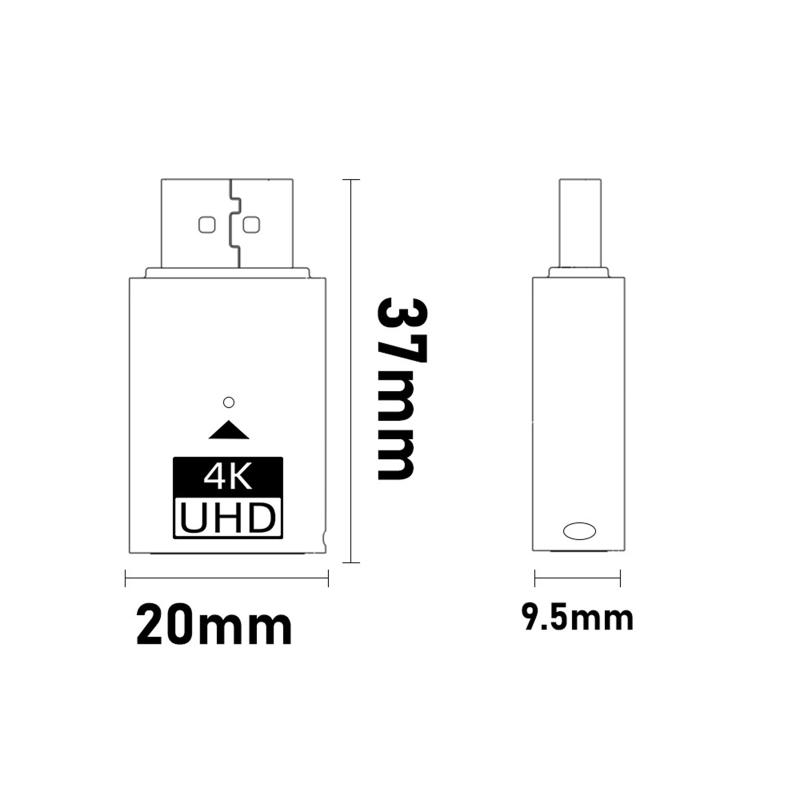 4K@60Hz -Compatible Male To Female Hdr Virtual Monitor Edid Emulator For Pc Hdtv Laptop Projector Adapter