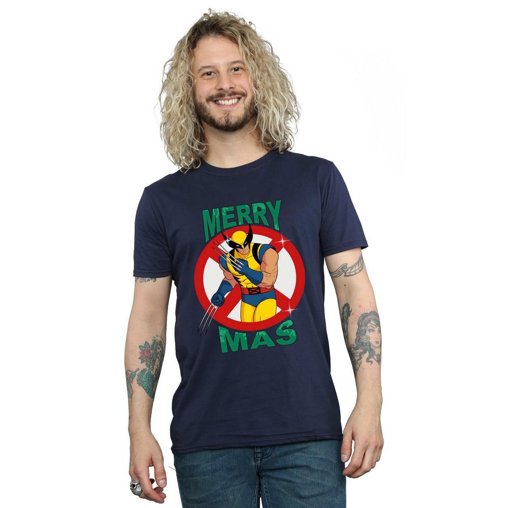 X-Men Mens Wolverine Cotton Christmas T-Shirt