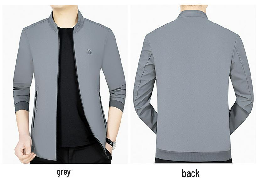2024 Men's Versatile Stand Collar Jacket - Spring/Autumn Fashion, Solid Color, Thin and Casual