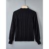 Women'S Elegant Sweater with Lace Detail - Mandarin Collar, Geometric Pattern, Fall/Winter StyleSweater Top